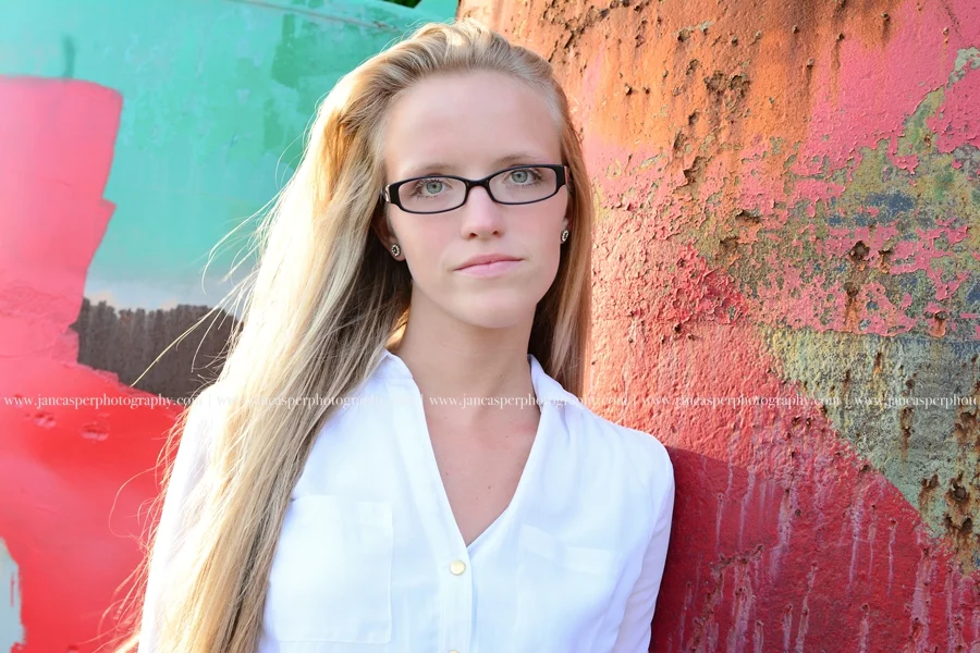 Norfolk Neon District Virginia senior portrait Jan Casper Photography