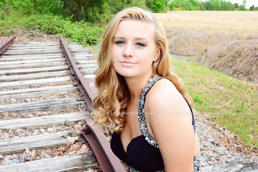 Virginia Beach railroad track Virginia senior portrait Jan Casper Photography
