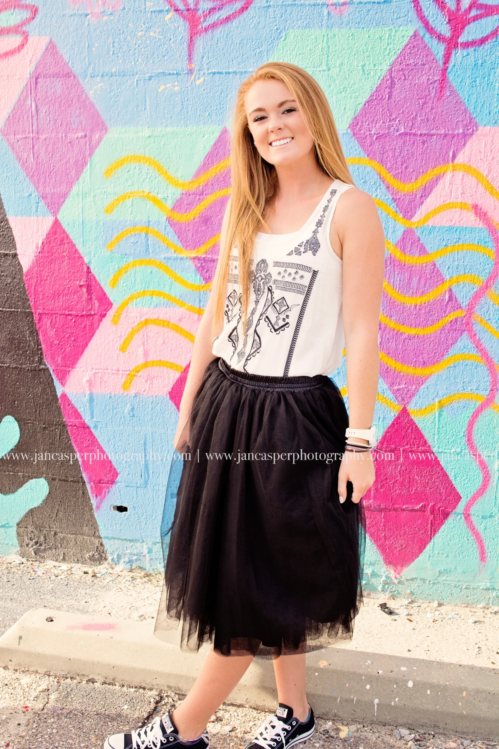 Norfolk Neon District senior portrait Jan Casper Photography