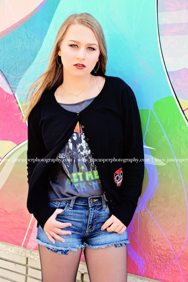 senior portrait Norfolk neon district Jan Casper Photography Virginia