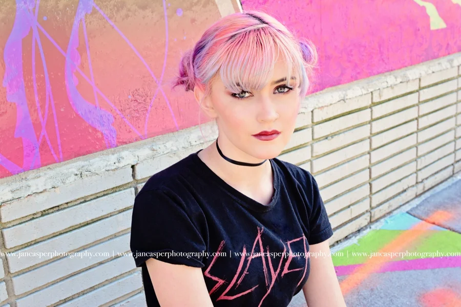 senior portrait Neon Arts District Norfolk, VA Jan Casper Photography Virginia