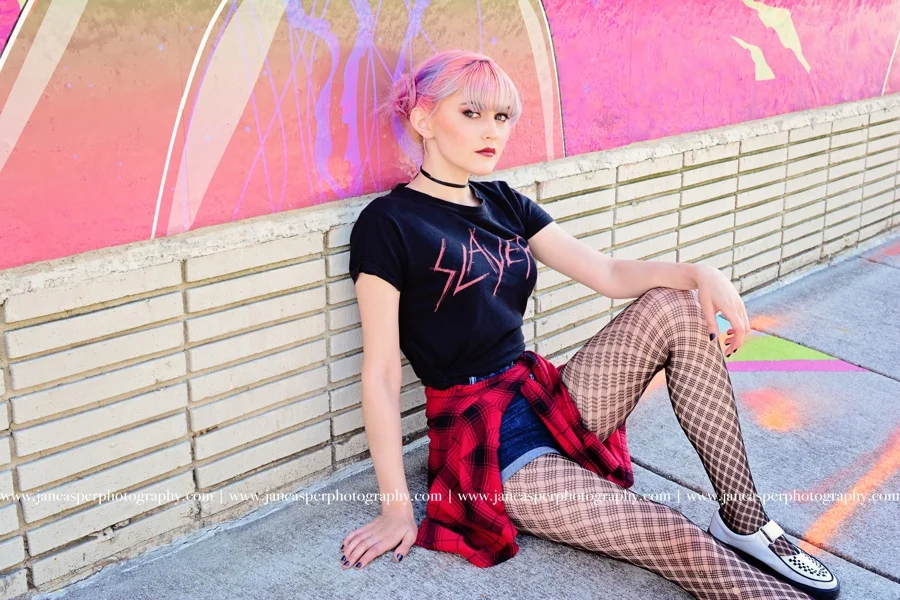 senior portrait Neon Arts District Norfolk, VA Jan Casper Photography Virginia