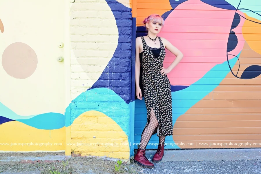 senior portrait Neon Arts District Norfolk, VA Jan Casper Photography Virginia