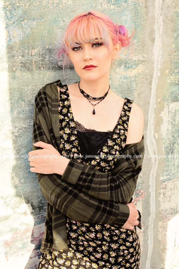 senior portrait Neon Arts District Norfolk, VA Jan Casper Photography Virginia