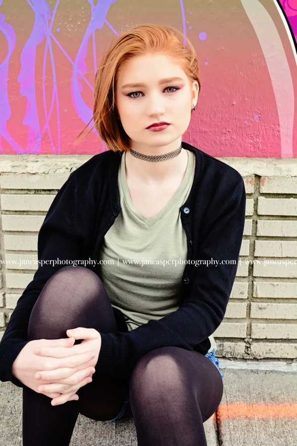 senior portrait neon arts district Norfolk Jan Casper Photography Virginia