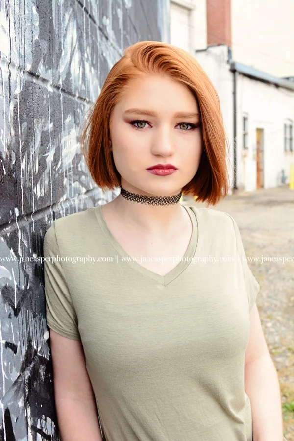 senior portrait neon arts district Norfolk Jan Casper Photography Virginia