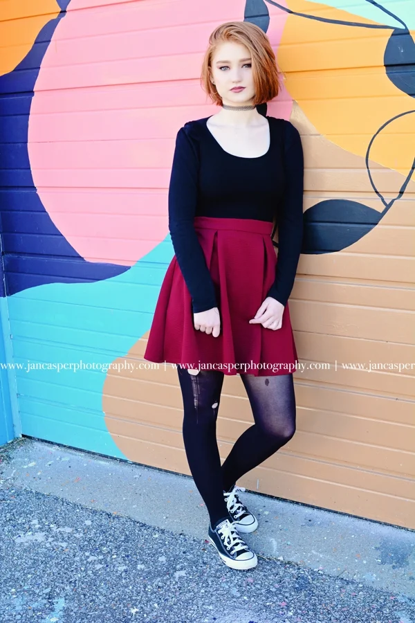 senior portrait neon arts district Norfolk Jan Casper Photography Virginia