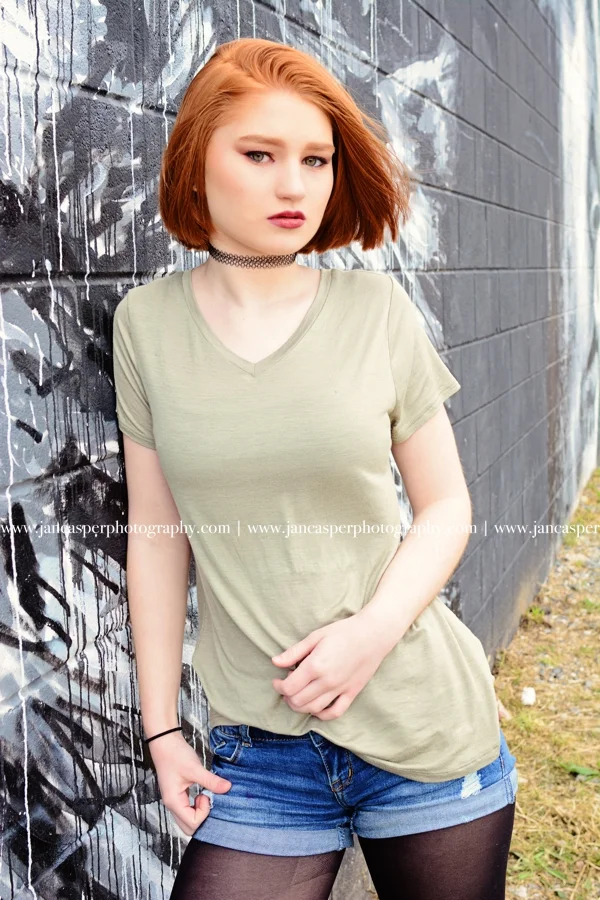 senior portrait neon arts district Norfolk Jan Casper Photography Virginia