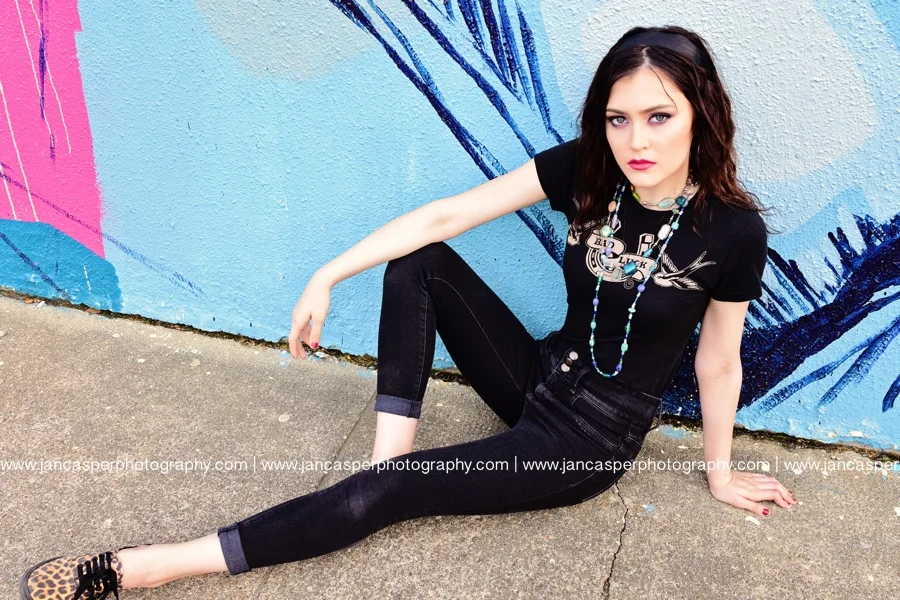 senior portrait downtown Norfolk Jan Casper Photography Virginia Norfolk Neon Arts District
