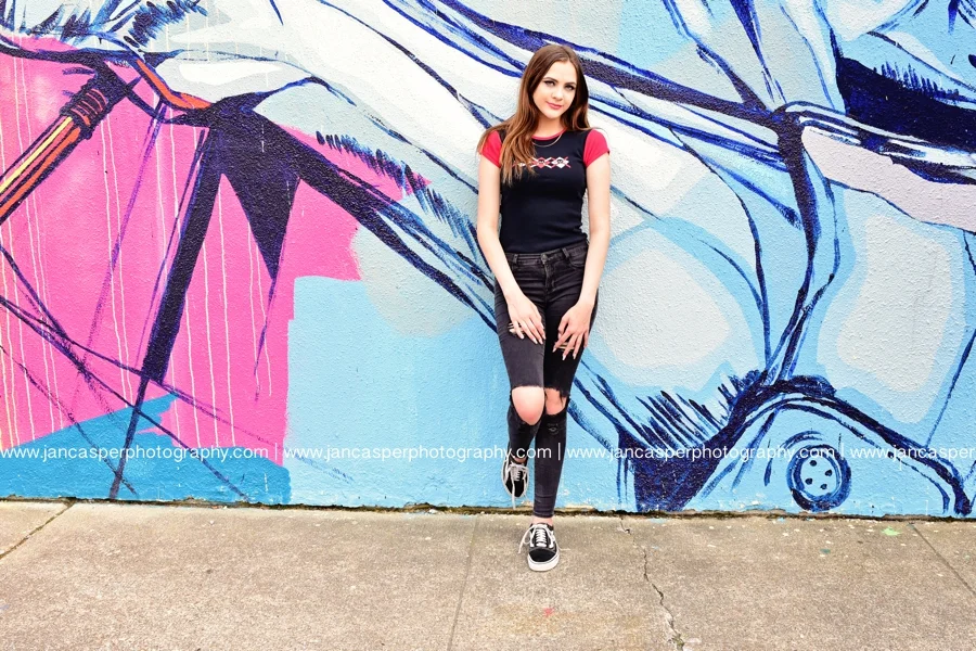 senior portrait downtown Norfolk Jan Casper Photography Norfolk Neon District