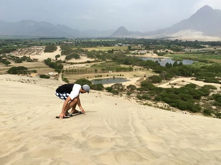 Sand boarding the Conache sand dunes