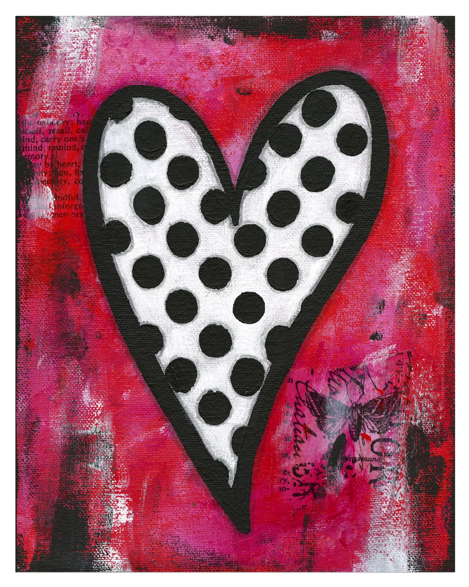 Red Heart Mixed Media Painting