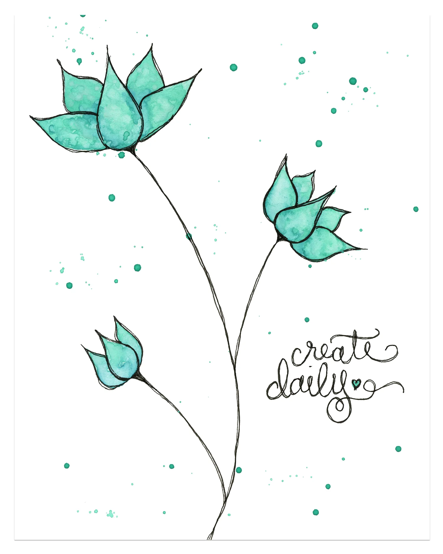 Create Daily Teal Daisy Art Print