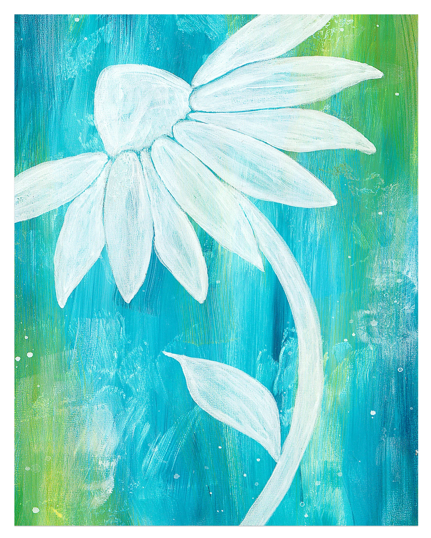 Teal Daisy Acrylic Art
