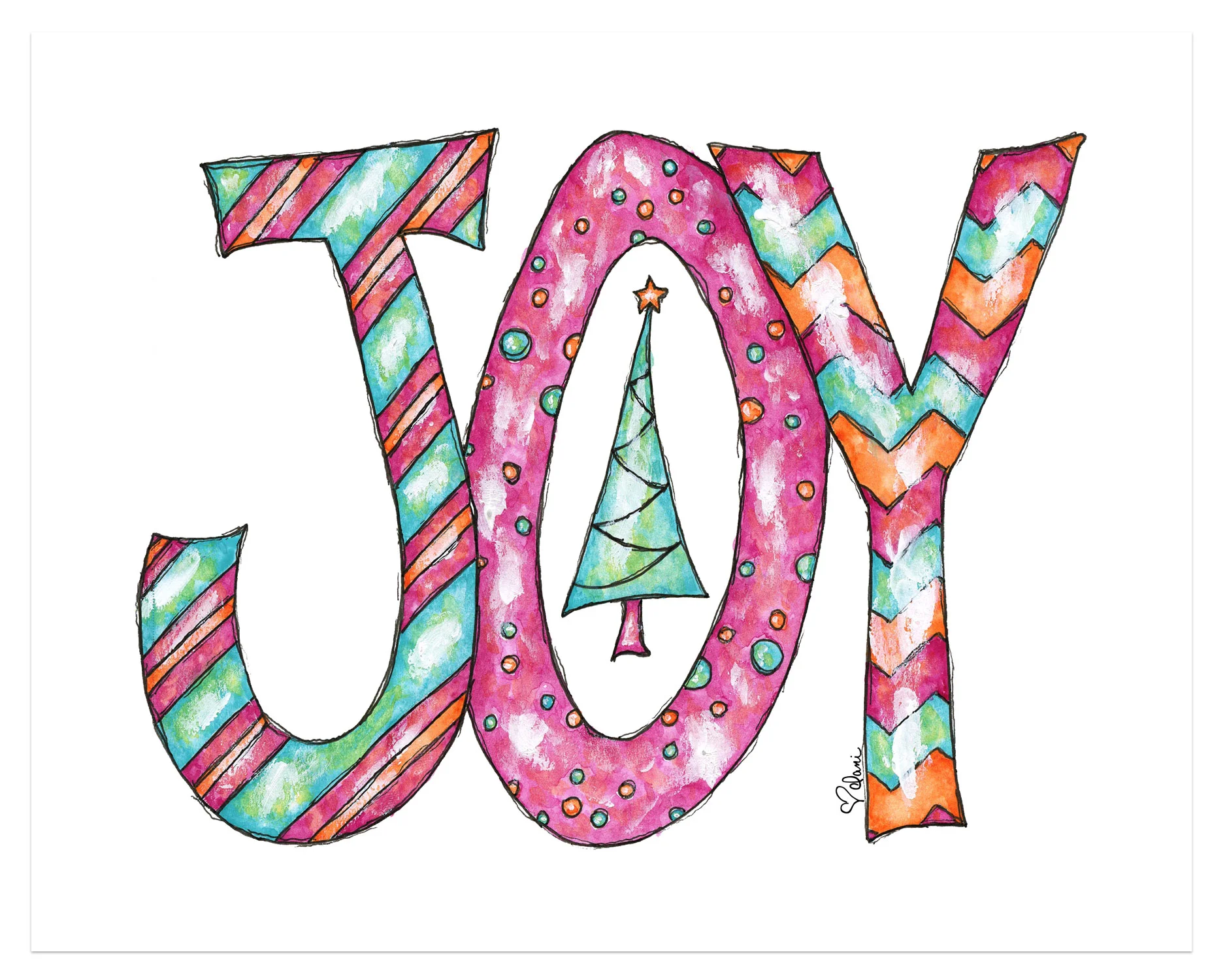 Christmas Joy Watercolor Art