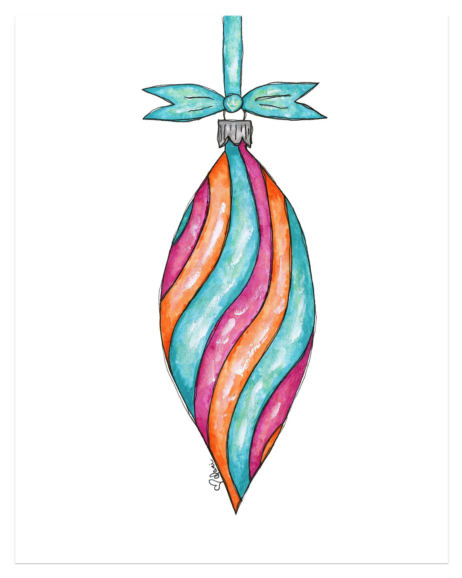 Christmas Bulb Watercolor Art