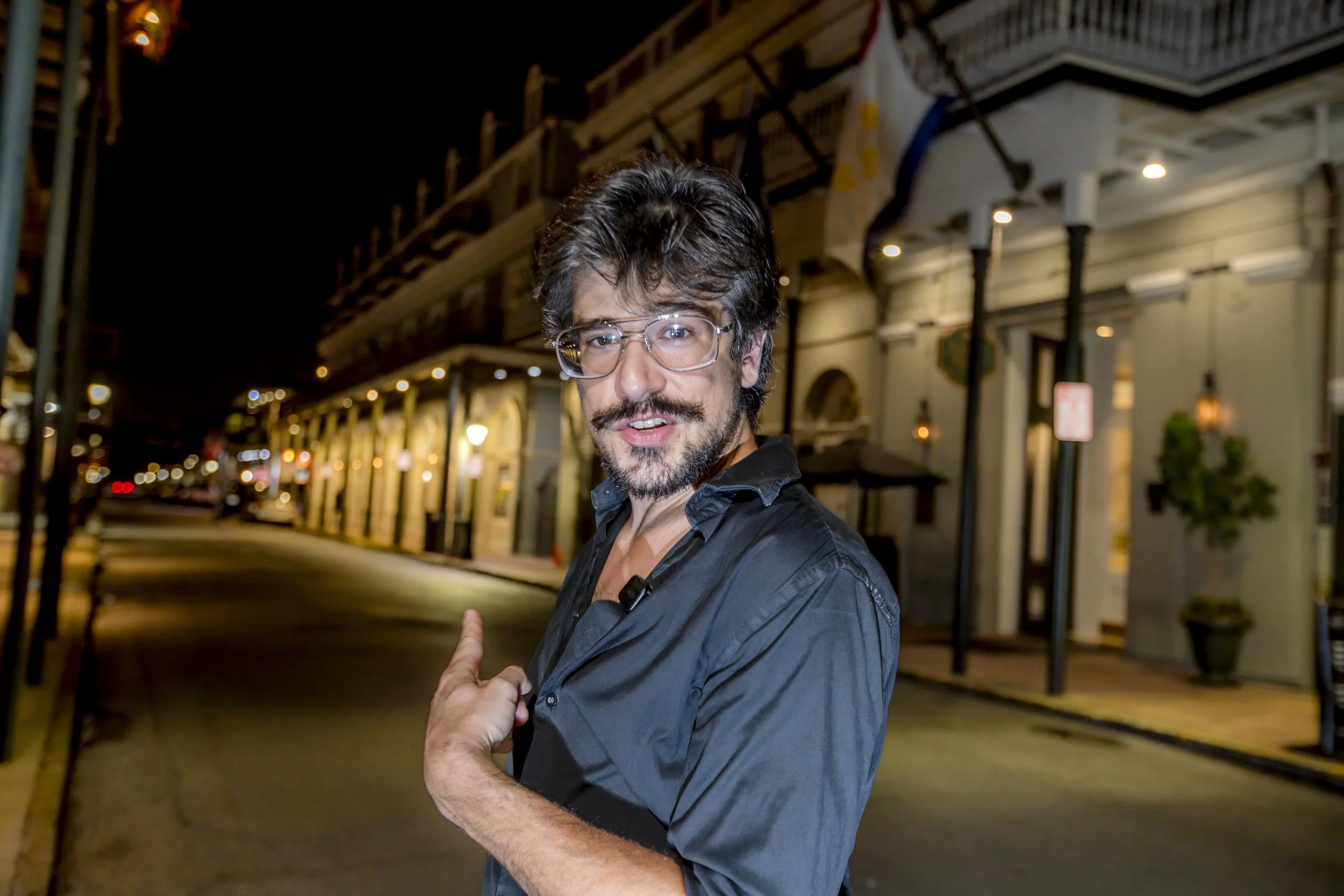 John telling a story during a walking ghost tour