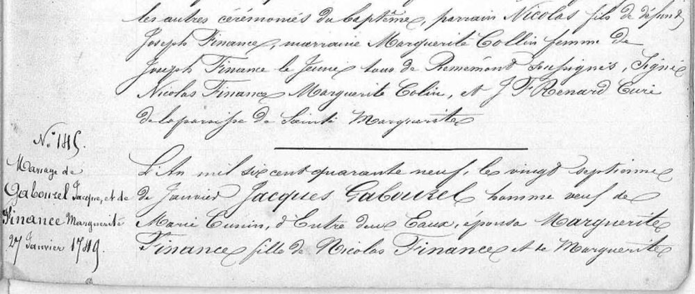 Jaque Gabourel Married 1749