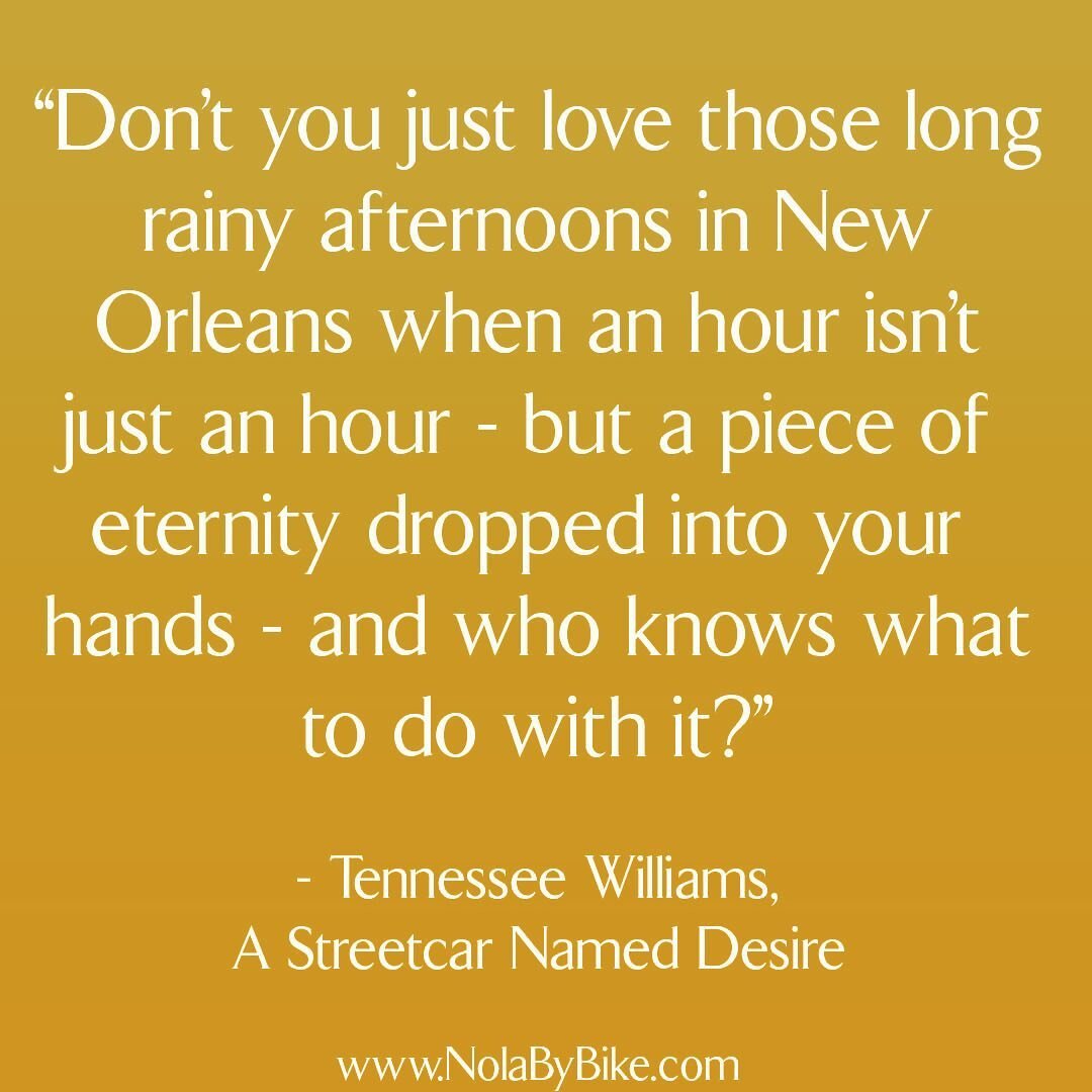 An appropriate quote for this rainy day in our sublime city. New Orleans is a muse to her admirers and always will be. #onetimeinnola #nola #neworleans #neworleansbiketours #visitneworleans #louisianatravel #visitneworleans #frenchquarter #followyour