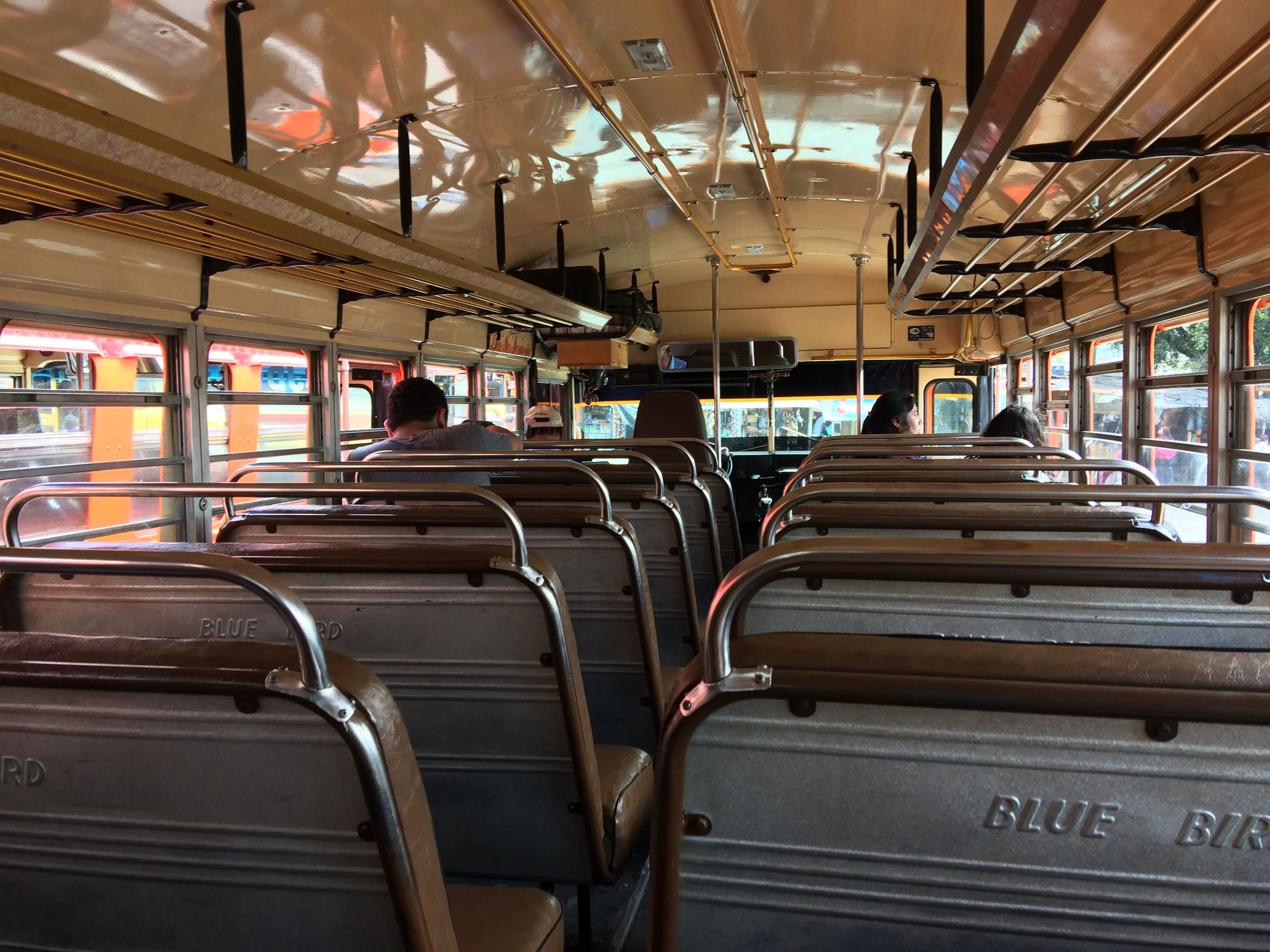 This is an empty chicken bus looks like. Take a good look because you'll never see it again.