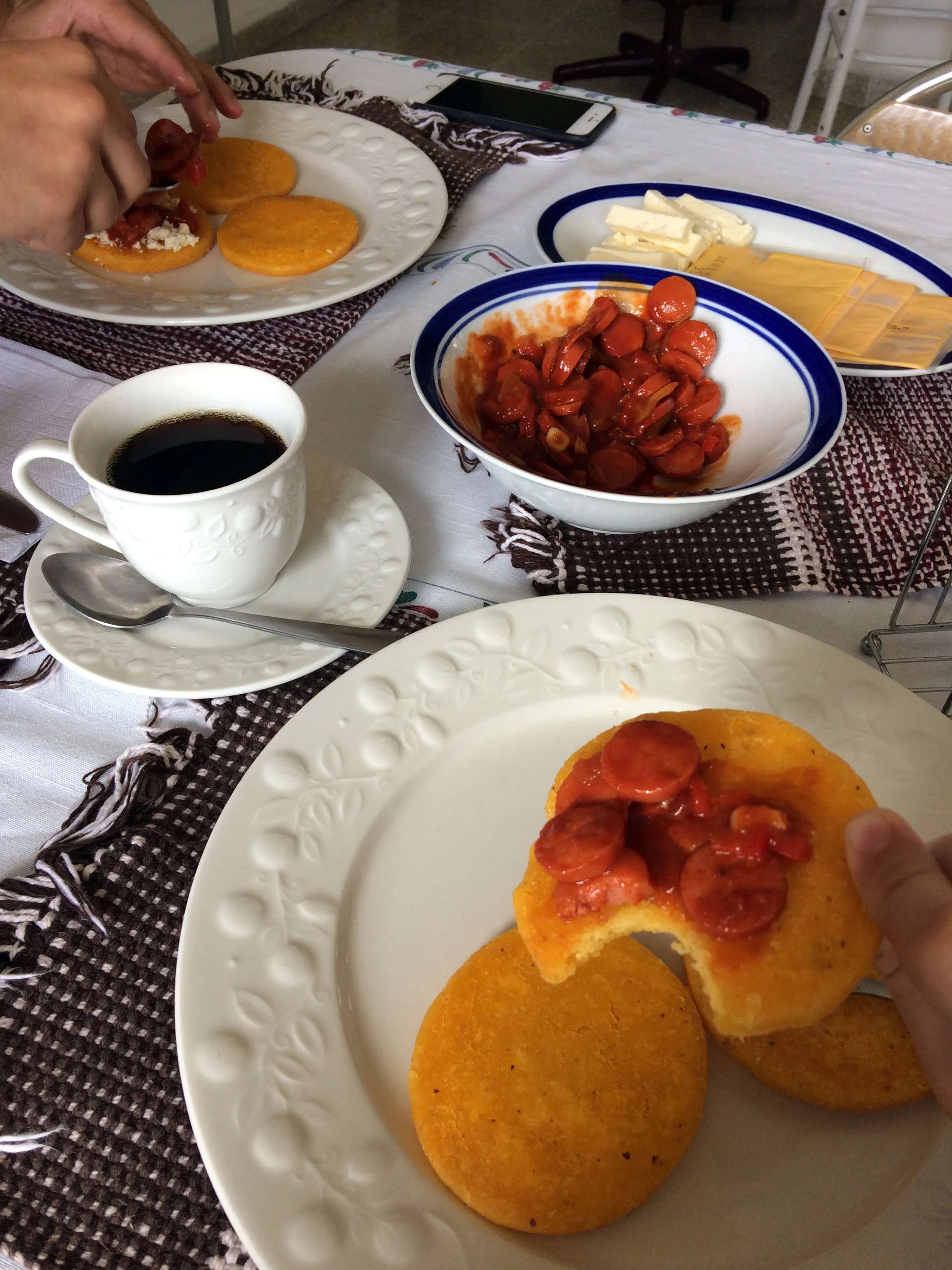 Every few days, Angel would make us arepas, a traditional breakfast from his home country of Venezuela.