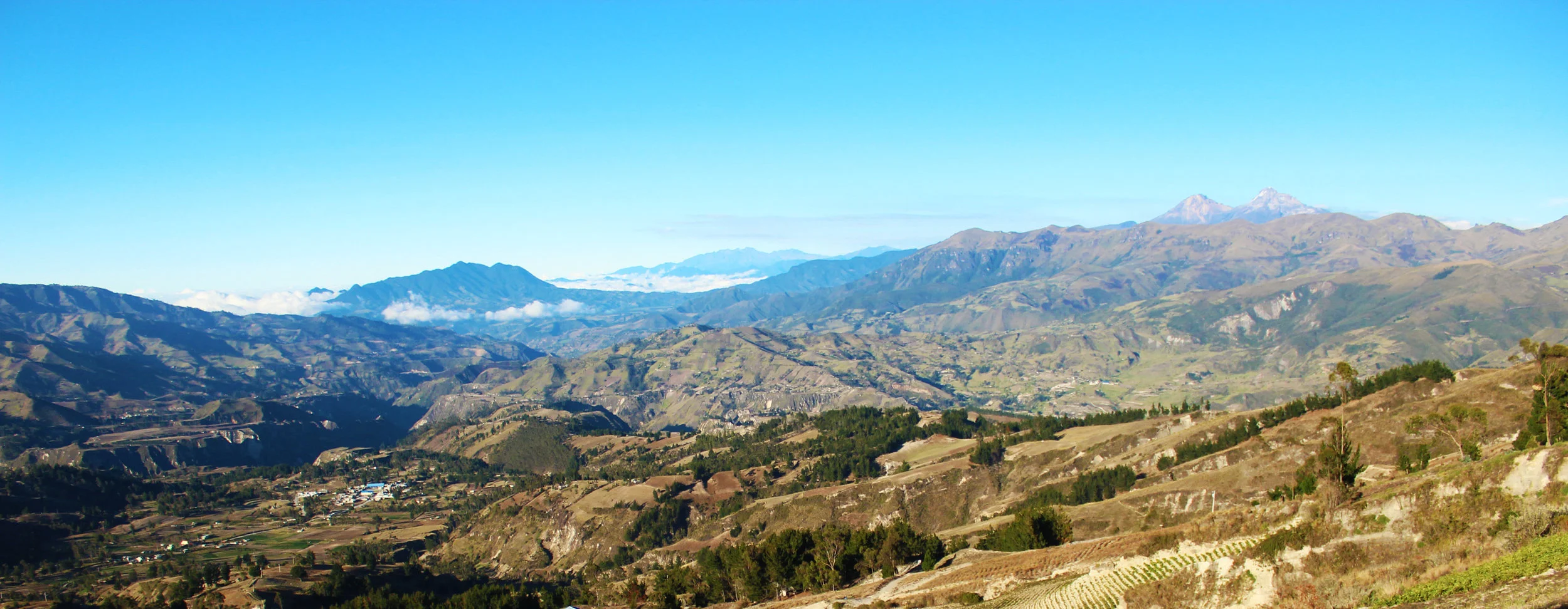 The twin peaks rising on the right side are the Ilinizas, Norte and Sur.
