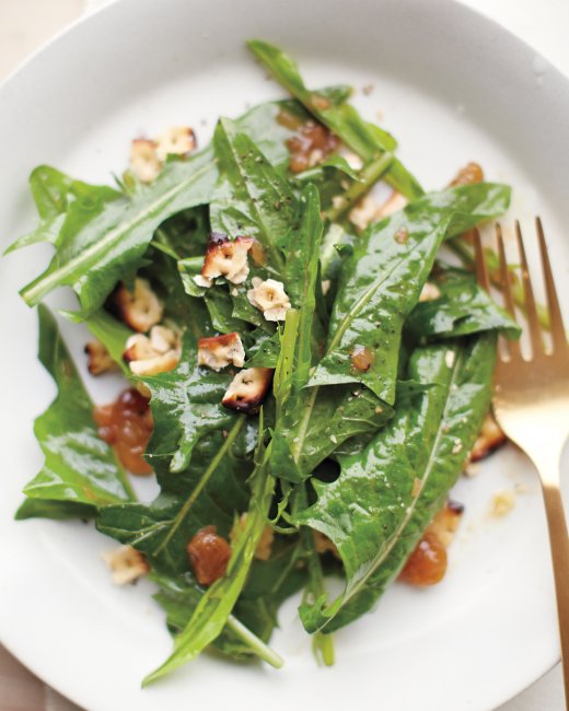   Wilted Dandelion Greens with Toasted Matzo Crumbles    Martha Stewart Living  