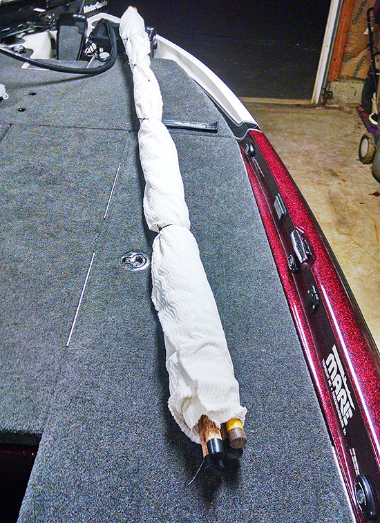 This group of rods is waiting in the garage, ready to be safely stowed in the rod tube and flown to the fishing trip of a lifetime.