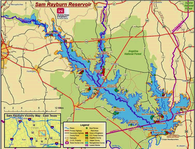 Lake Rayburn is the largest man-made impoundment in Texas.