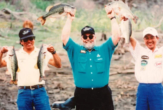 Gary Yamamoto, Jerry "Bubba" Puckett, and Hirokazu Kawabe (of Gary Japan) fishing for largemouth down in Mexico.