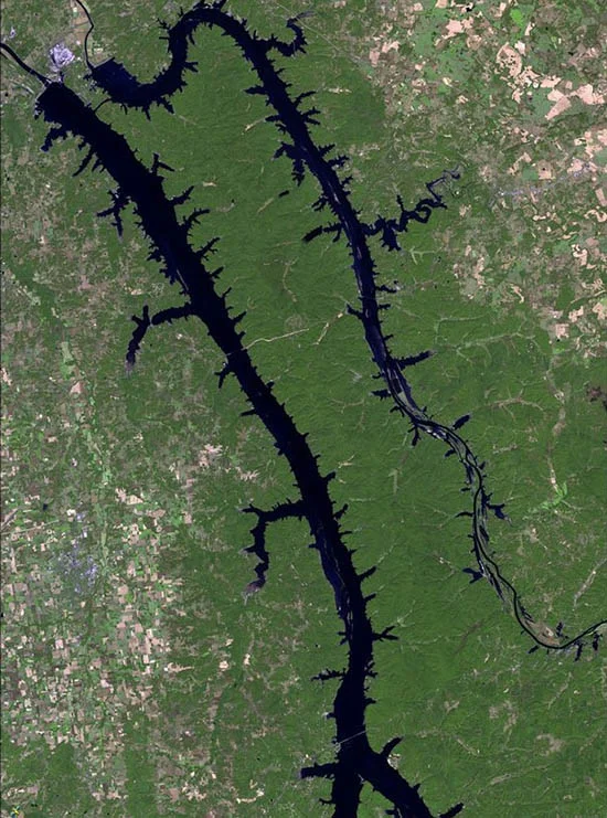 This satellite view reveals how expansive the "Twin Lakes" truly are.