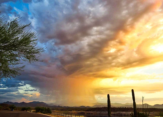 Low pressure fronts often mean storms, but not always. A barometer is the sure-fire way to tell