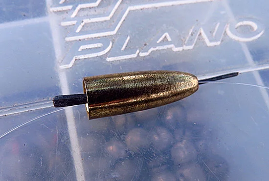 You can peg a brass sinker on the line for a movable split shot rig.