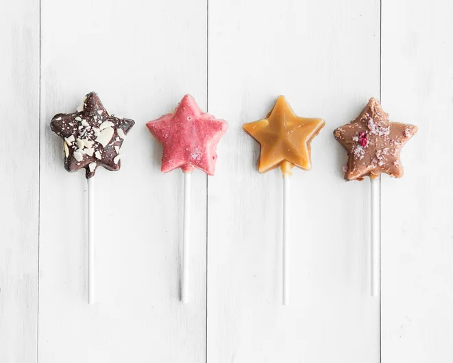 TOFFEE McFaddy's Mcfaddy Candy toffee comes on a stick - handmade it is! Their LA-based flavors such as Strawberry Kiss and Matcha Green Tea are sure to take you back to those candy-kid loving days.