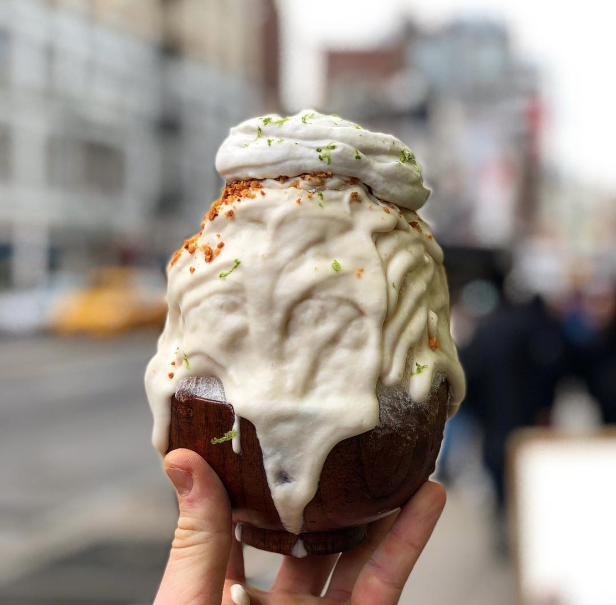 KAKIGŌRI Bonsai Kakigōri Japanese-style shaved ice; eating a kakigōri is like literally eating a giant pile of fresh snow. Bonsai Kakigōri offers up refreshing flavors like coconut lime crunch and matcha -- PLUS an exclusive Dessert Goals flavor we can't share yet!