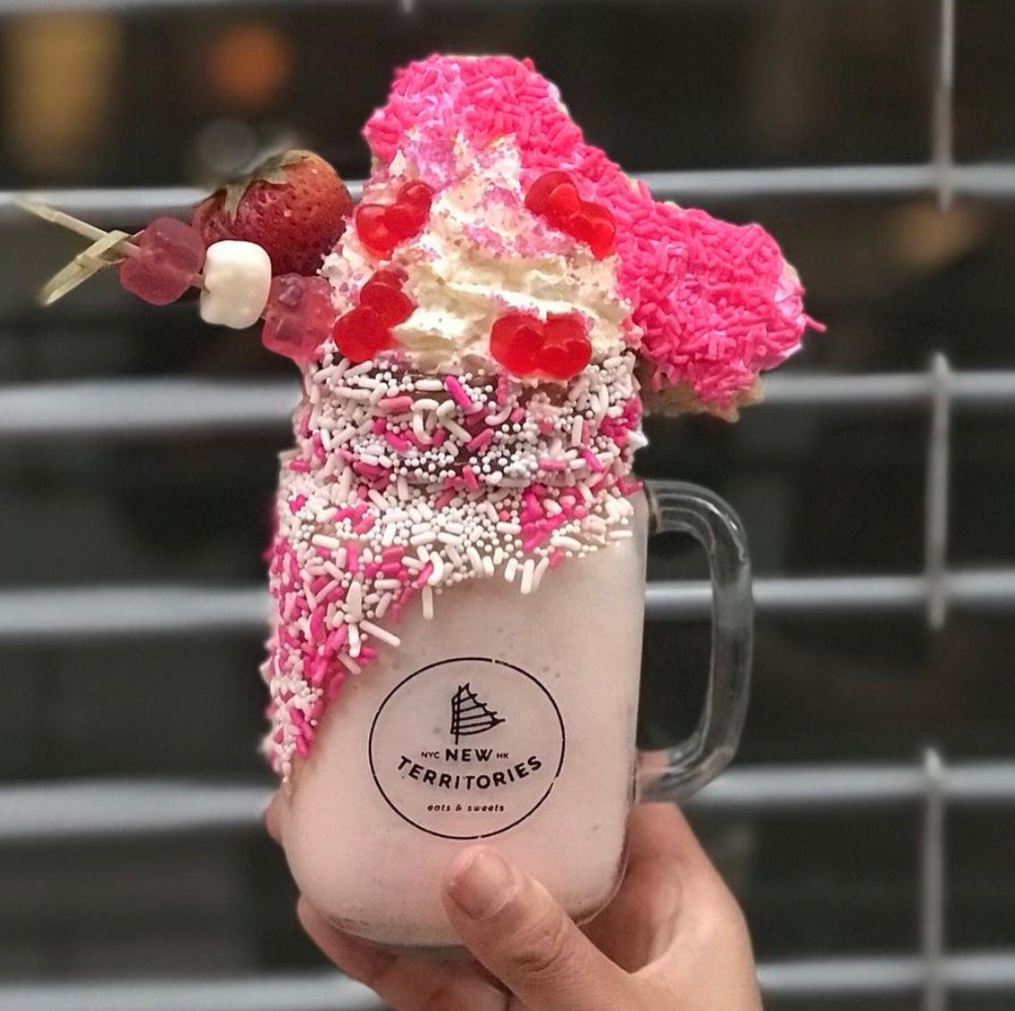 MILKSHAKES New Territories NY The masters of colorful, decadent, over the top milkshakes, New Territories has blown up on Instagram with their colorful creations. And we are alllllll about it.