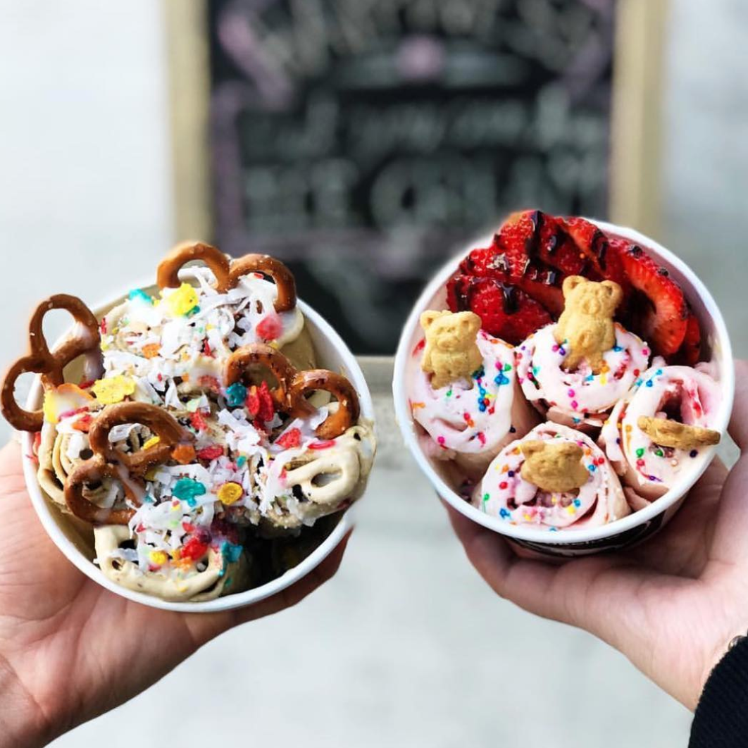 ROLLED ICE CREAM 10Below You’ll be mesmerized watching these master hand-roll your ice cream right before your eyes. With specialty flavors and toppings, this can’t be missed.