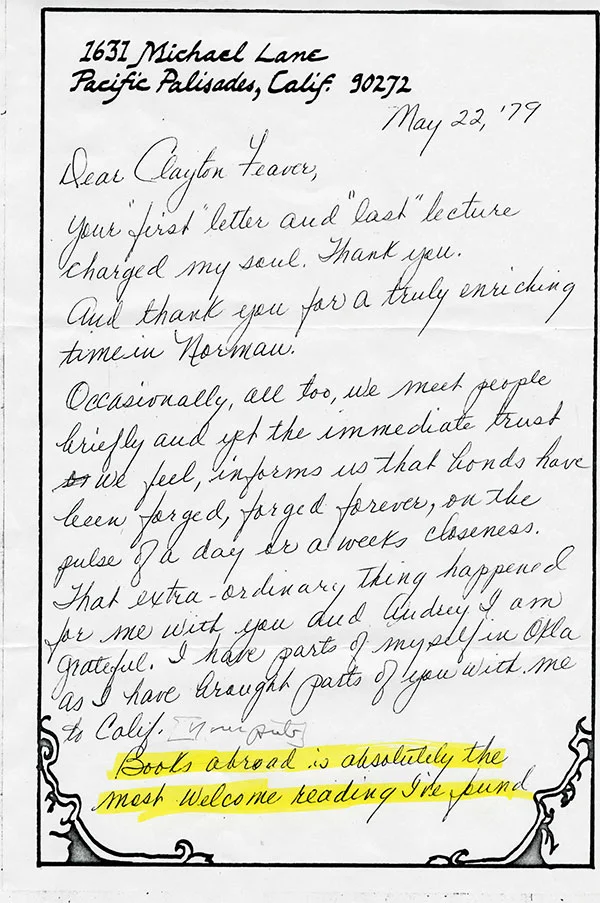A letter written by Dr. Maya Angelou