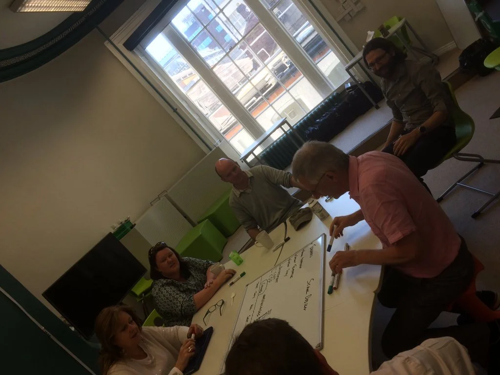 At Trinity College Dublin designing schools of the future with Educate Together principals and Prof. Brendan Tagney and Ciaran Bauer.