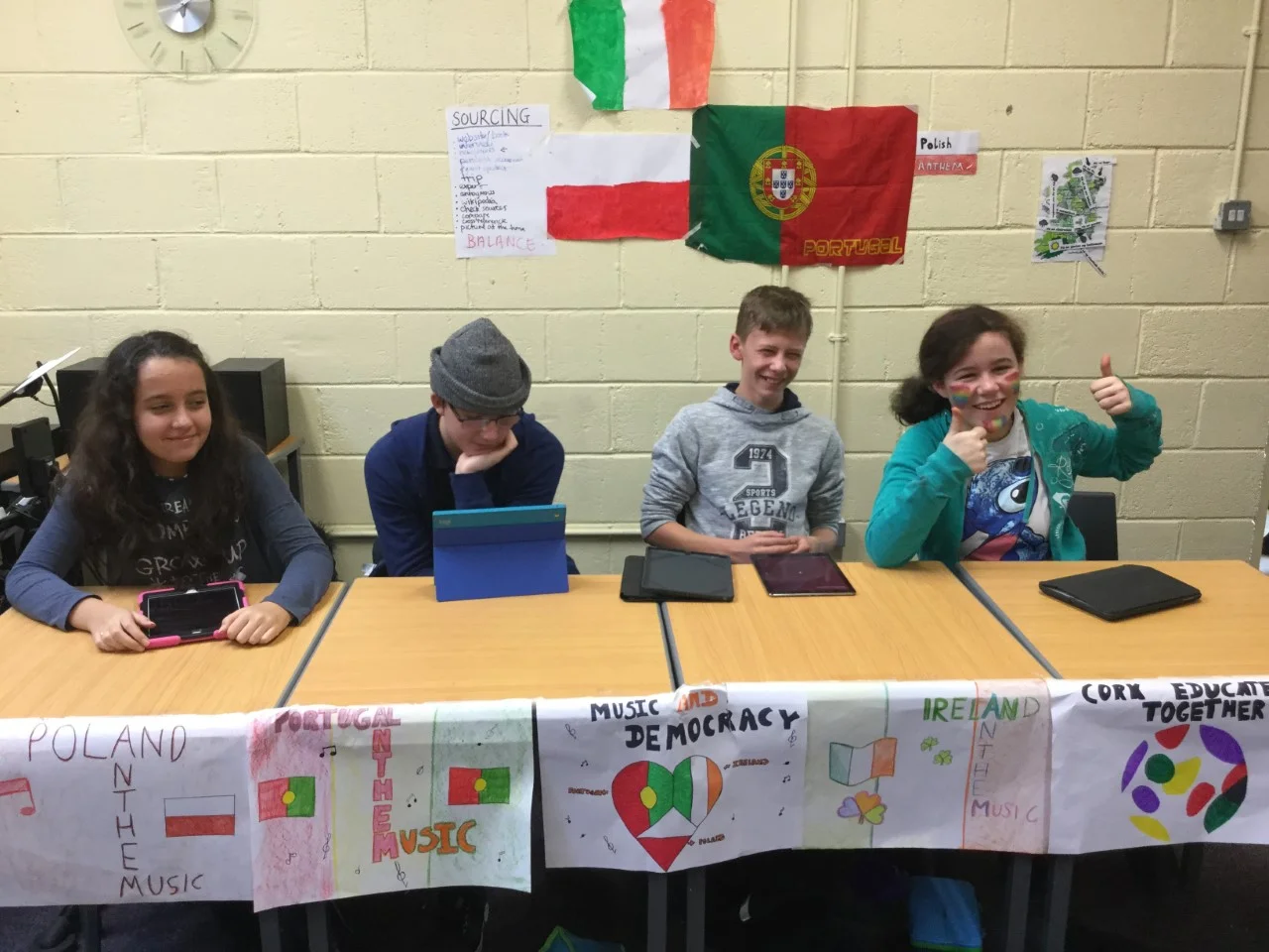 Our students presenting their music and democracy project from the first PBL week