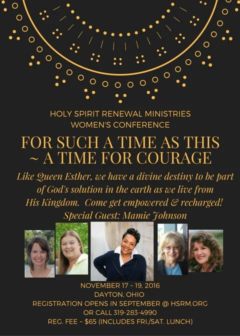 REGISTER HERE! Intimacy ~ Destiny ~ Courage ~ Come and gain a heart of passion and courage! IT'S TIME TO... Lift up holy hands, not wring them...Let faith and hope arise...Rekindle your First Love...Possess your identity in Christ...Live in a Love that destroys the enemy...Crush the enemy under your feet. Come, and be immersed in the empowering presence of the Holy Spirit. It will change everything! CONFERENCE SCHEDULE THURS. NOV. 17 - 7PM CONFERENCE OPENS (Doors open at 6 PM) Worship & Speaker - Mamie Johnson FRI. NOV. 18 - All Day 9AM – 5PM Lunch included 9:00 Worship 9:30 P lenary session - Cheryl Ford 10:30 Beverage Break 10:45 – 12:00 Workshops - Pam Wantz, Linda Piippo 12:00 – 1:15 Lunch 1:30 Plenary session - Norelle Lutke 2:30 – 3:45 Workshops - Debbie Church, Risa Dominguez 3:45 – 5:00 Pamper time Dinner Break on your own 7PM Evening Meeting (Open to All- Men Welcome) Worship & Speaker - Mamie Johnson SAT. NOV. 19 All Day 9AM – 4PM Lunch included 9:00 Worship 9:30 Plenary session - Linda Piippo Beverage break 10:30 Workshops 10:45 – 12:00 Aurora Newton, Linda Caterina 12:00 – 1:15 Lunch 1:30 – 2:30 Workshops - Cheryl Ford, Risa Dominguez 2:30 – 4:00 Worship & Speaker - Mamie Johnson CONFERENCE ENDS SUNDAY NOV. 20 10:00 AM - All are welcome to attend Linden Ave. Baptist Church morning worship service. LODGING: GROUP ROOM RATE RESERVED at DRURY INN & SUITES, DAYTON NORTH Rate per room, per night, $109.99. Non-smoking 2 Queen Beds Deluxe Rooms held at group rate these days: Thurs, 11/17, Fri. 11/18, Sat. 11/19. TO GET A ROOM AT THE GROUP RATE Please email Pastor Pamela Wantz at paw777@sbcglobal.net or leave a message at 937-545-8467. Reservations must be made by October 27th to get the group rate. GREAT AMENITIES AT DRURY INN!! G roup room rates include the following for overnight guests: • HOT Breakfast – Including Belgian waffles, fruit, biscuits & gravy, sausage and more*. • 5:30 KICKBACK® - Each evening from 5:30p-7:00p kick back, relax and enjoy free hot food and cold beverages**. • Overnight Parking • Free Long Distance - One hour every room every night. • Wireless Internet Access – High speed Internet in all rooms and in the lobby. • Soda and Popcorn – From 3:00 pm to 10:00 pm every night in the lobby. *Breakfast features a rotating menu of items and is served Monday – Friday from 6 am – 9:30 am and Saturday. REGISTER HERE! ADDITIONAL LOCAL LODGING OPTIONS Courtyard Dayton North Address: 7087 Miller Ln, Dayton, OH 45414 Phone:(937) 890-6112 Hampton Inn & Suites Dayton-Vandalia Address: 7043 Miller Ln, Dayton, OH 45414 Phone:(937) 387-0598 Fairfield Inn Dayton North Address: 6960 Miller Ln, Dayton, OH 45414 Phone:(937) 898-1120 Red Roof Inn Dayton North Airport Address: 7370 Miller Ln, Dayton, OH 45414 Phone:(937) 898-1054 Quality Inn & Suites Address: 3661 Maxton Rd, Dayton, OH 45414 Phone:(937) 890-1221 Comfort Inn Address: 7125 Miller Ln, Dayton, OH 45414 Phone:(937) 890-9995 Courtyard Dayton North Address: 7087 Miller Ln, Dayton, OH 45414 Phone:(937) 890-6112 Extended Stay America - Dayton - North Address: 6688 Miller Ln, Dayton, OH 45414 Phone:(937) 898-9221