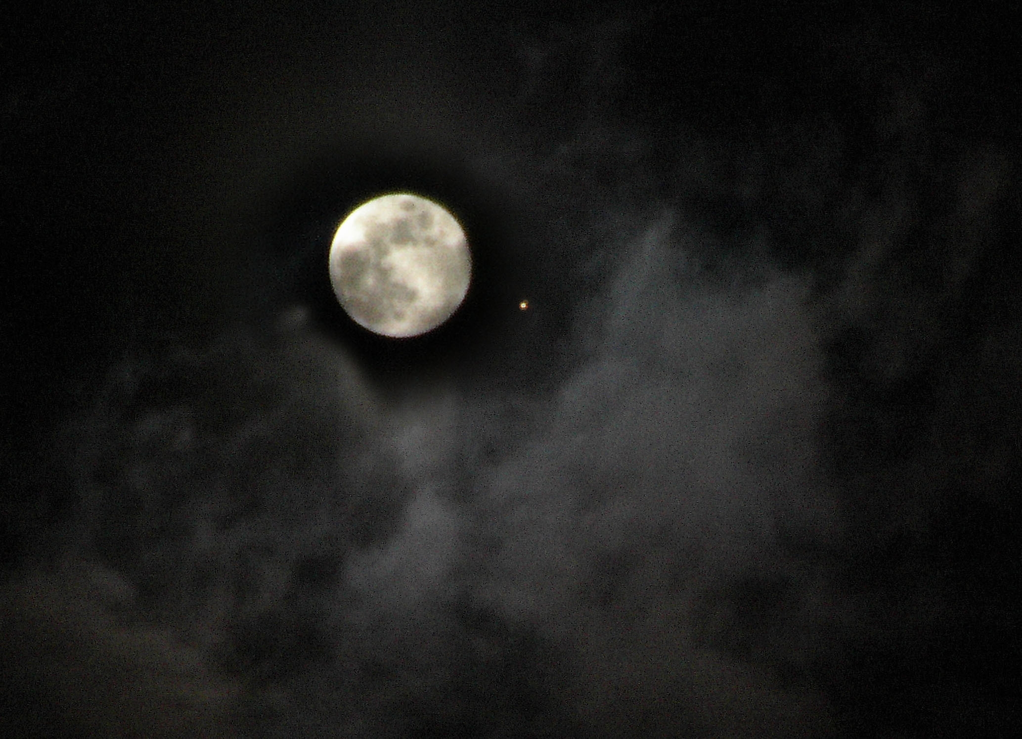 Moon and Mars with Spooky Clouds