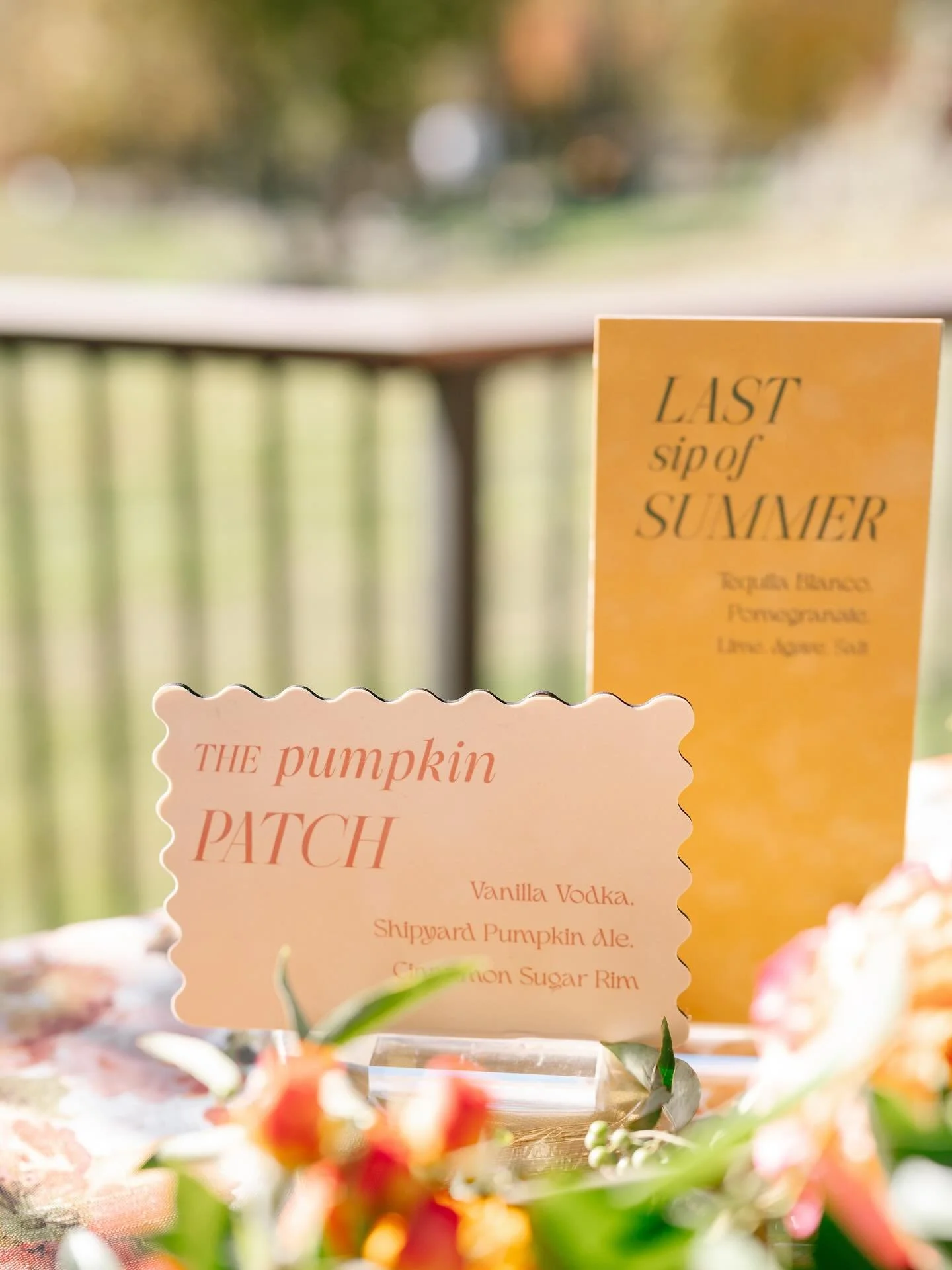OK Fall. We might be ready for you. 🍂🌞🧡 

Velvet, die cut bar signage for last year&rsquo;s End of Summer Soir&eacute;e 

Venue: Willow Hill - @eventsatwillowhill
Planning &amp; Design: Leila James Events - @leilajamesevents 
Photographer: Brooke 