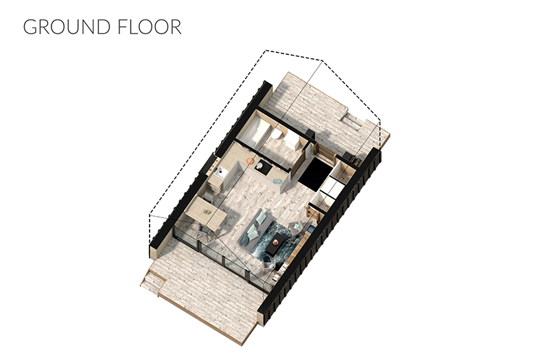  Image 6: Ground floor layout example of 16’ tall structure. 