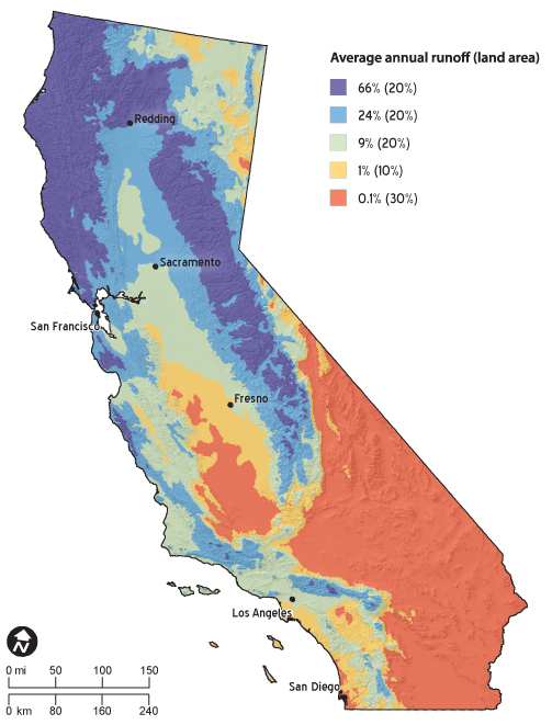 Source : Calculations by J. Viers using data from PRISM, CIMIS, and the U.C. Davis Soil Resource Laboratory