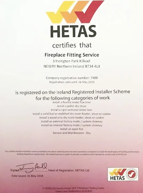 HETAS Registration — Fireplace Fitting Service