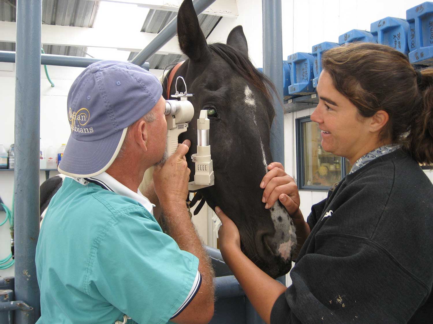 Dr. Jensen performing an ophthalmic exam