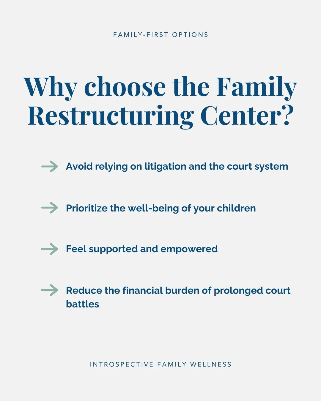 Divorce is often seen as a contentious and emotionally draining process &mdash; but it doesn&rsquo;t have to be that way. 

At Introspective Family Therapy&rsquo;s Family Restructuring Center, we offer an integrative approach to help families navigat