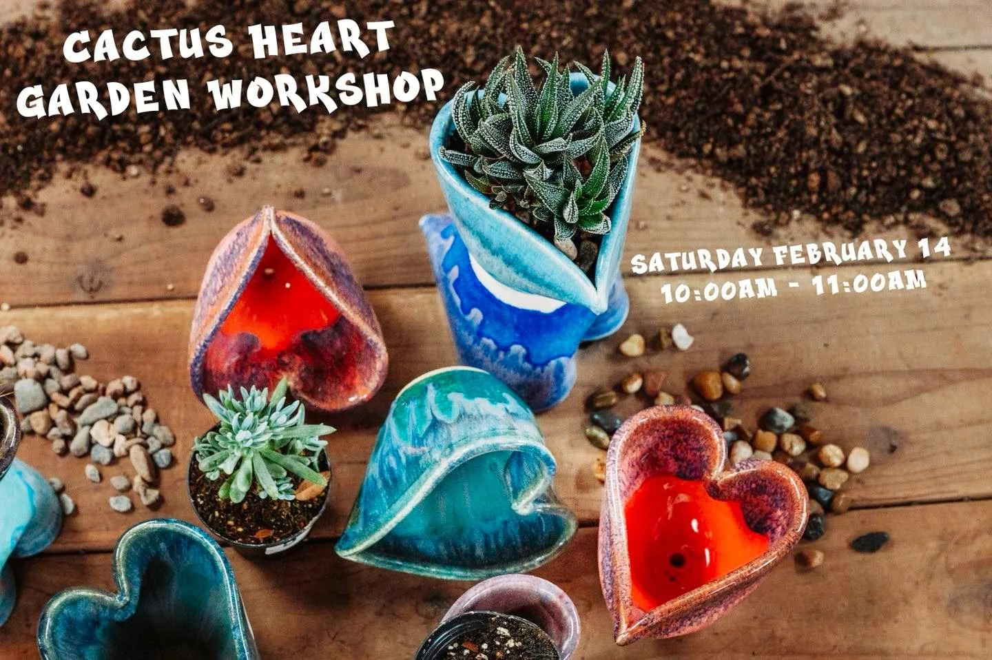 Love is in the air! 💘🫶🏽💘 Join us on Valentine&rsquo;s Day for our Cactus Heart Garden Workshop!

This special themed class features a locally made heart-shaped vessel by artist Lisa Howe. Bring your sweetheart, your bestie, or treat yourself to s
