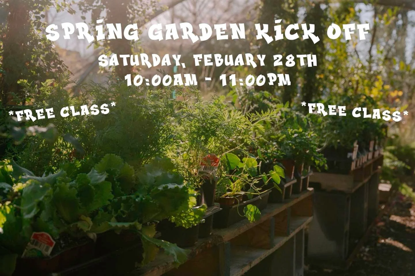 Spring season is upon us! 🐝🌱 We are excited to have our Garden Kick Off class Saturday February 28th COMPLETELY FREE!!! We want this class to be available for all, and to bring community together over gardening. We&rsquo;ll walk you through the ess